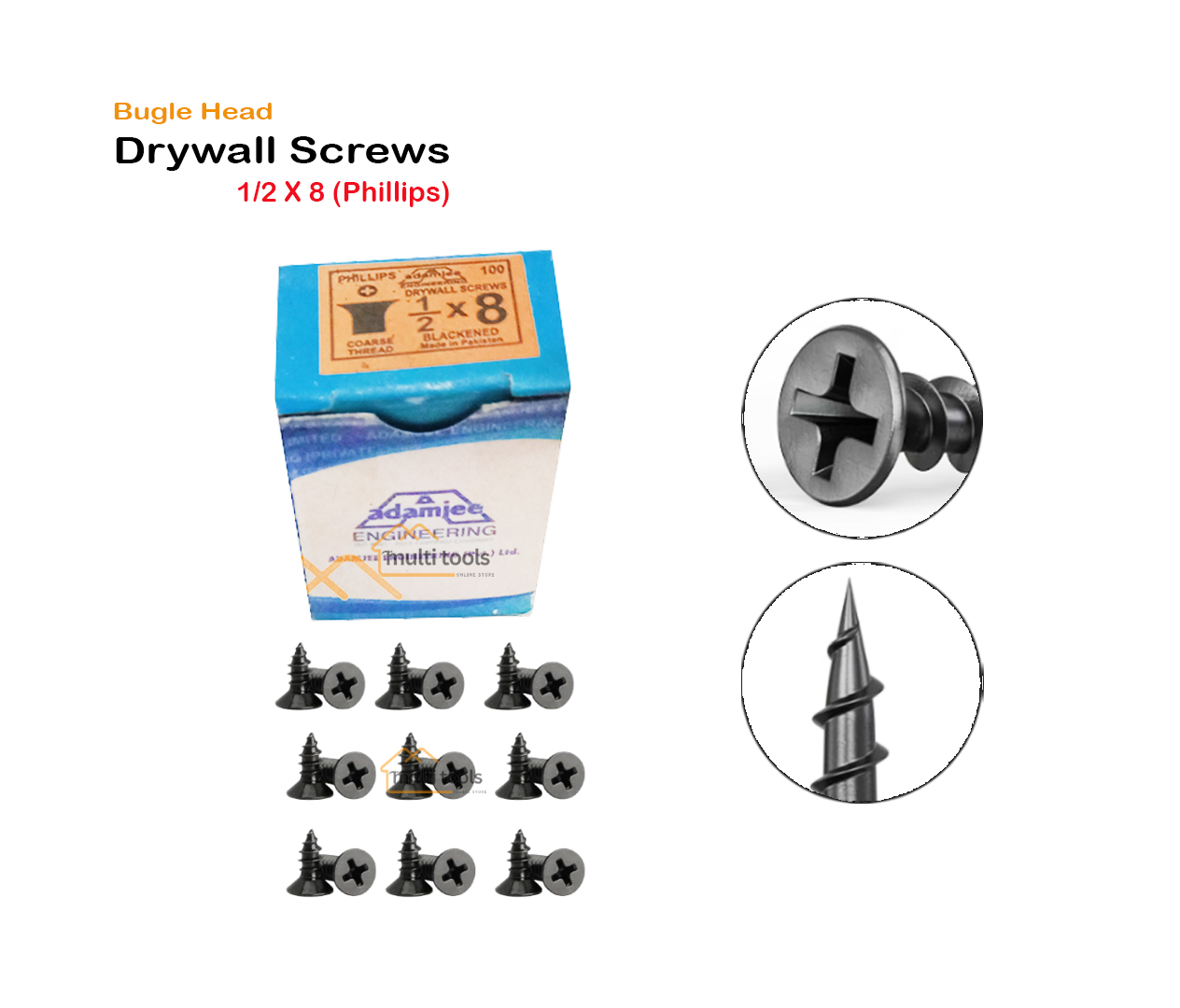 Coarse Thread Drywall Screws 1/2 x 8 (Phillips)